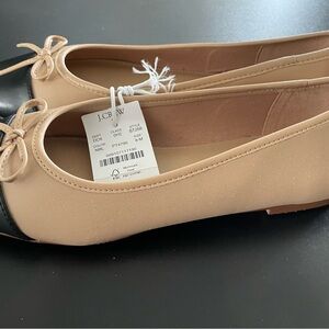 J. Crew Women's Tan and Black Ballet Flats